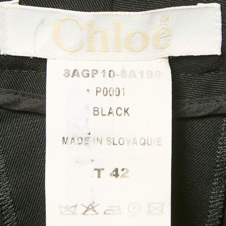 Pre Owned Chloé Black Wool Wide Leg Trousers L