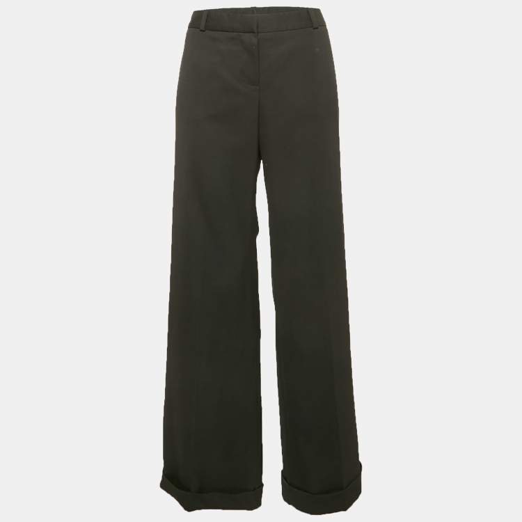 Pre Owned Chloé Black Wool Wide Leg Trousers L