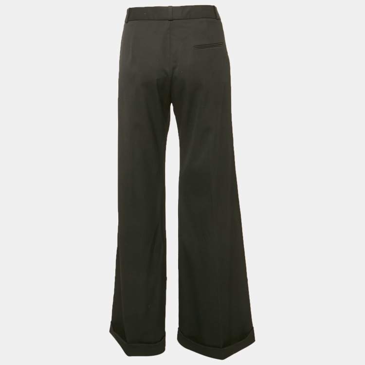 Pre Owned Chloé Black Wool Wide Leg Trousers L