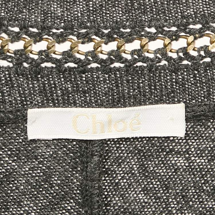 Pre Owned Chloe Grey Merino Wool Chain Embellished Sweater S