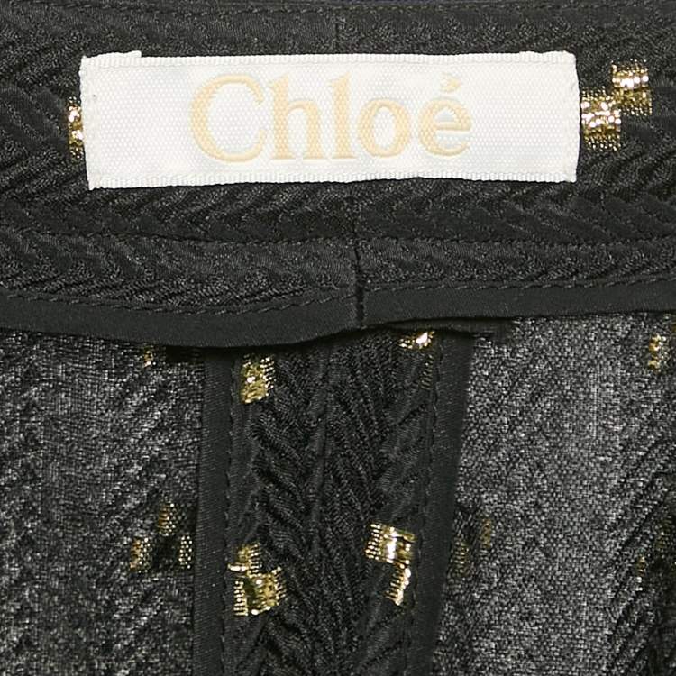 Pre Owned Chloe Black Silk Brocade Side Metal Detail Culottes M