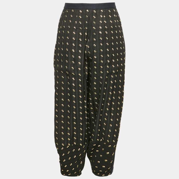 Pre Owned Chloe Black Silk Brocade Side Metal Detail Culottes M