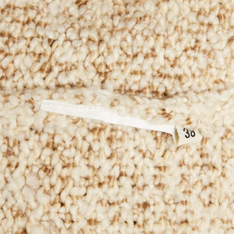 Pre Owned Chloé Cream Knit Fringed Cardigan M
