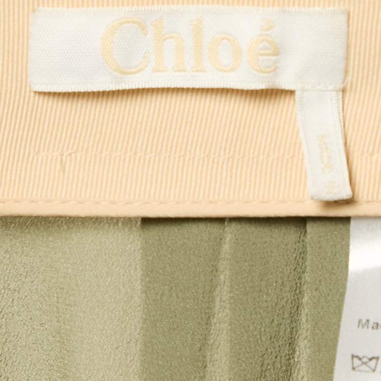 Pre Owned Chloe Plant Green Silk  Tulip Pants M