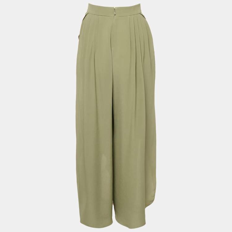 Pre Owned Chloe Plant Green Silk  Tulip Pants M