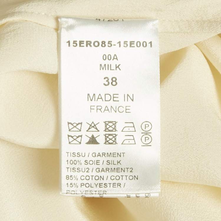 Pre Owned Chloé Milk White Lace and Crepe Silk Metal Ring Detail Maxi Dress M