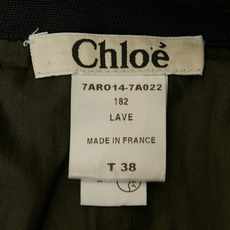 Pre Owned Chloe Green Printed Silk Knit Detail Strapless Short Dress M