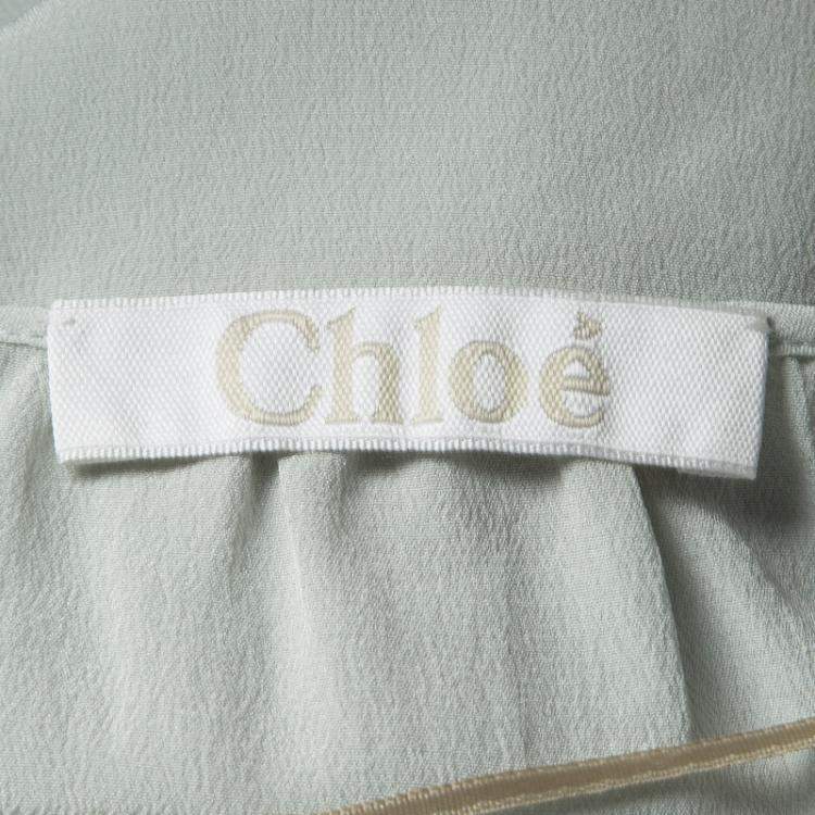 Pre Owned Chloe Faded Mint Green Silk Noodle Strap Camisole S