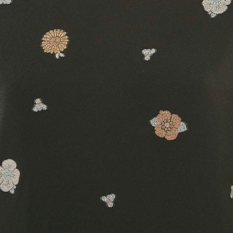 Pre Owned Chloé Black Brocade Puff Sleeve Top L