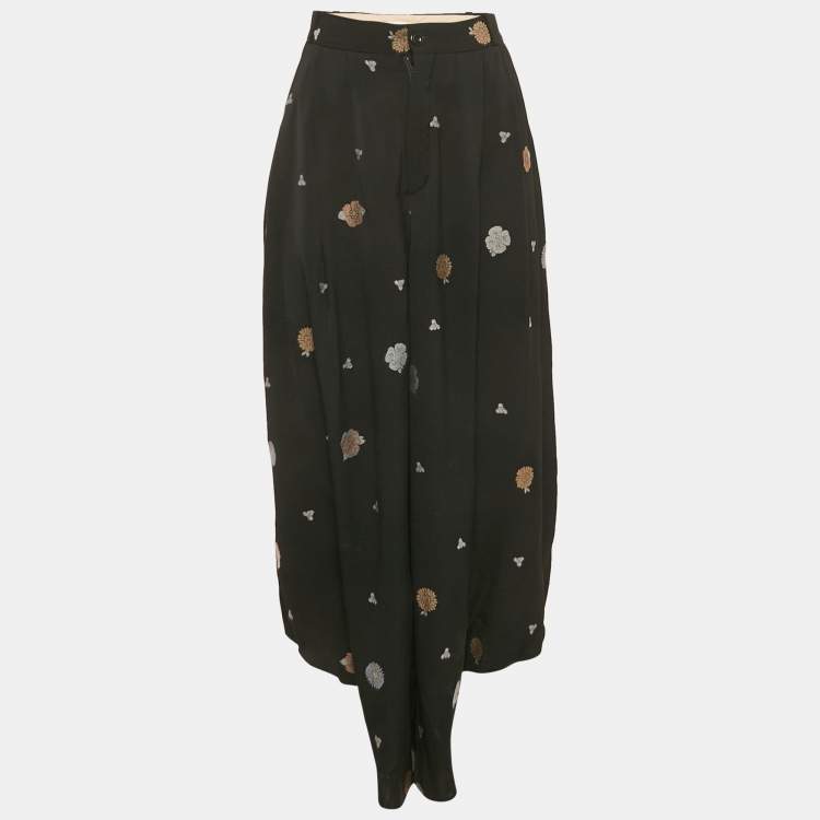 Pre Owned Chloe Black Brocade Heram Pants L