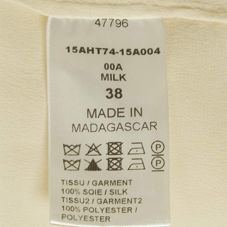 Pre Owned Chloe Cream Silk Chiffon Contrast Neck Detail Shirt M
