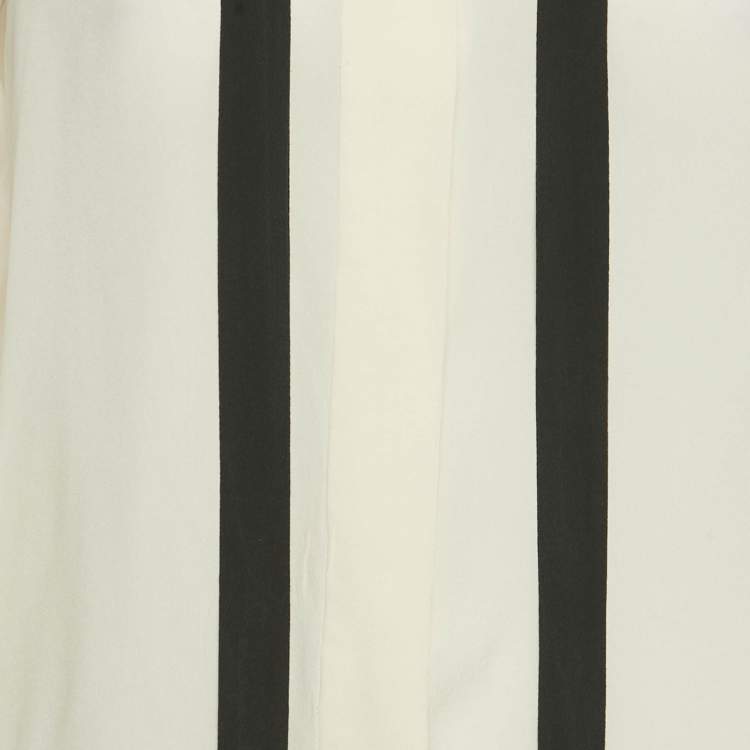 Pre Owned Chloe Cream Silk Chiffon Contrast Neck Detail Shirt M