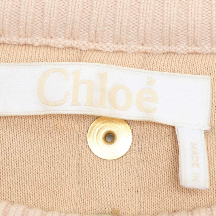 Pre Owned Chloé Beige Jersey Wool Sweatshirt S
