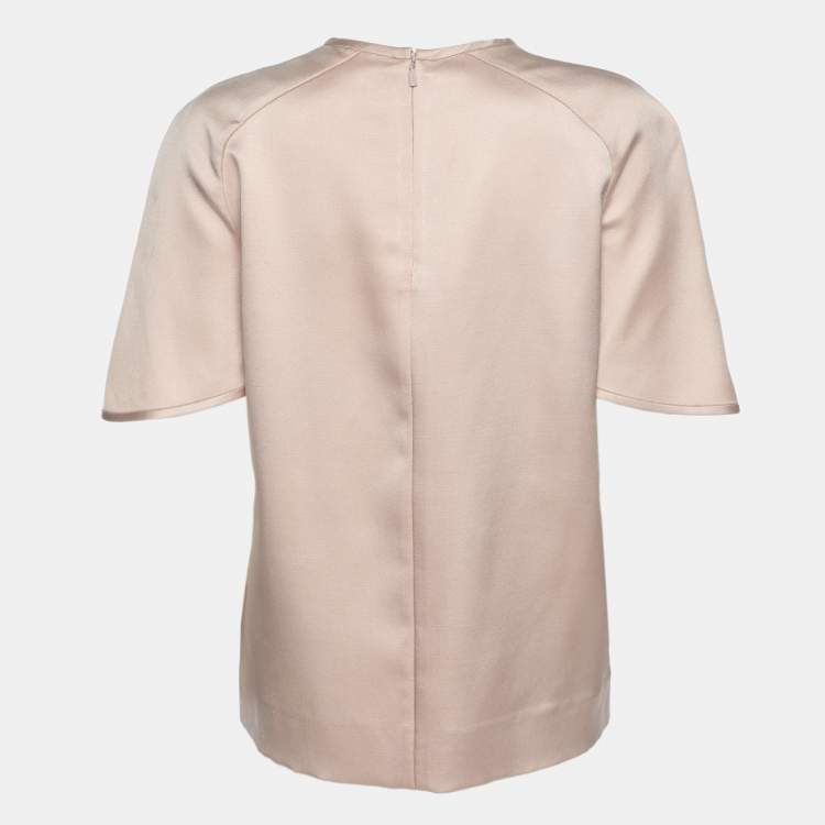 Pre Owned Chloe Beige Wool Blend Satin Top S