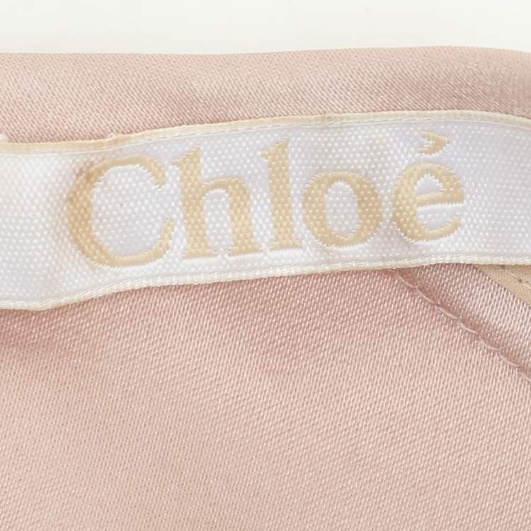 Pre Owned Chloe Beige Wool Blend Satin Top S