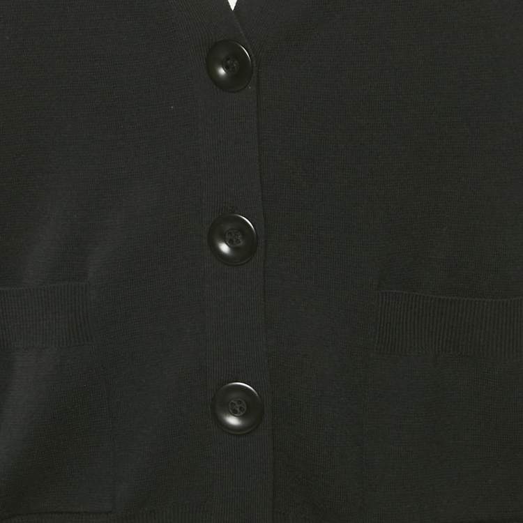 Pre Owned Chloé Black Wool and Lace Button Front Cardigan M