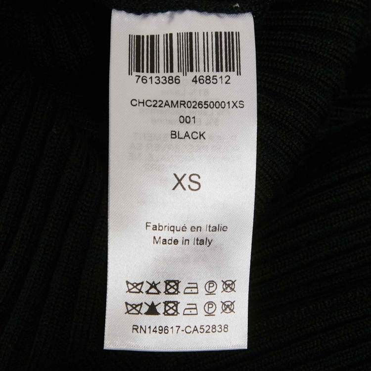 Pre Owned Chloé Black Rib Knit High Neck Flared Midi Dress XS