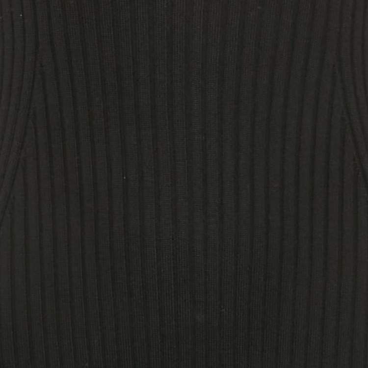 Pre Owned Chloé Black Rib Knit High Neck Flared Midi Dress XS