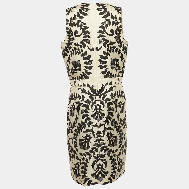 Pre Owned Chloe Black/White Printed Silk Sleeveless Knee-Length Dress M