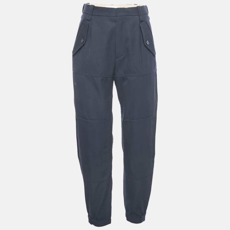 Pre Owned Chloé Navy Blue Gabardine Jogger Pants M