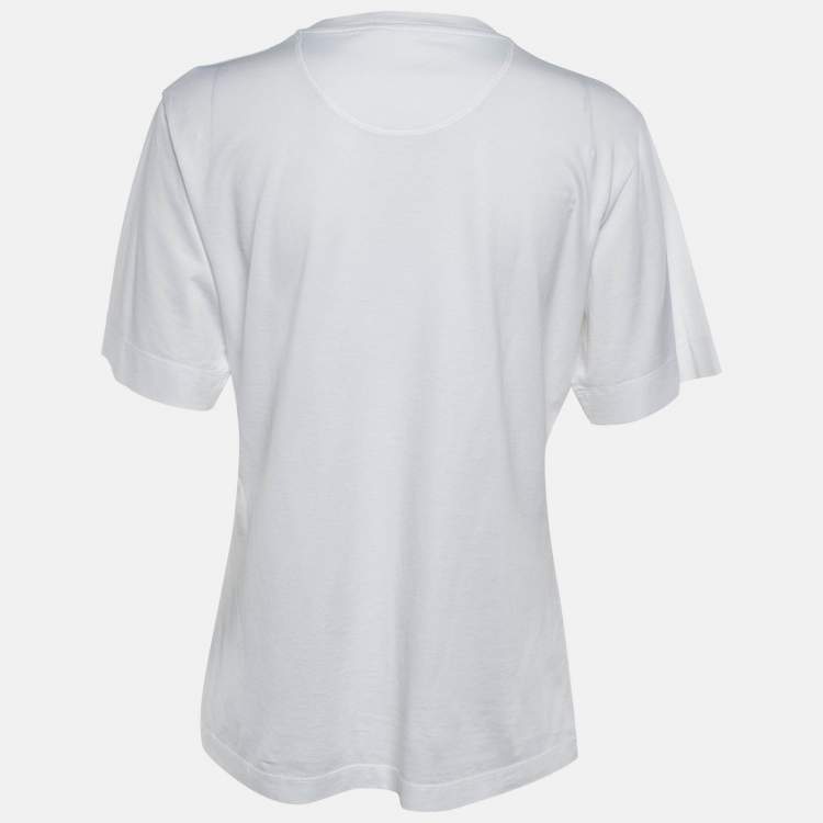 Pre Owned Chloe White Pop Art Print Cotton Crew Neck T-Shirt S