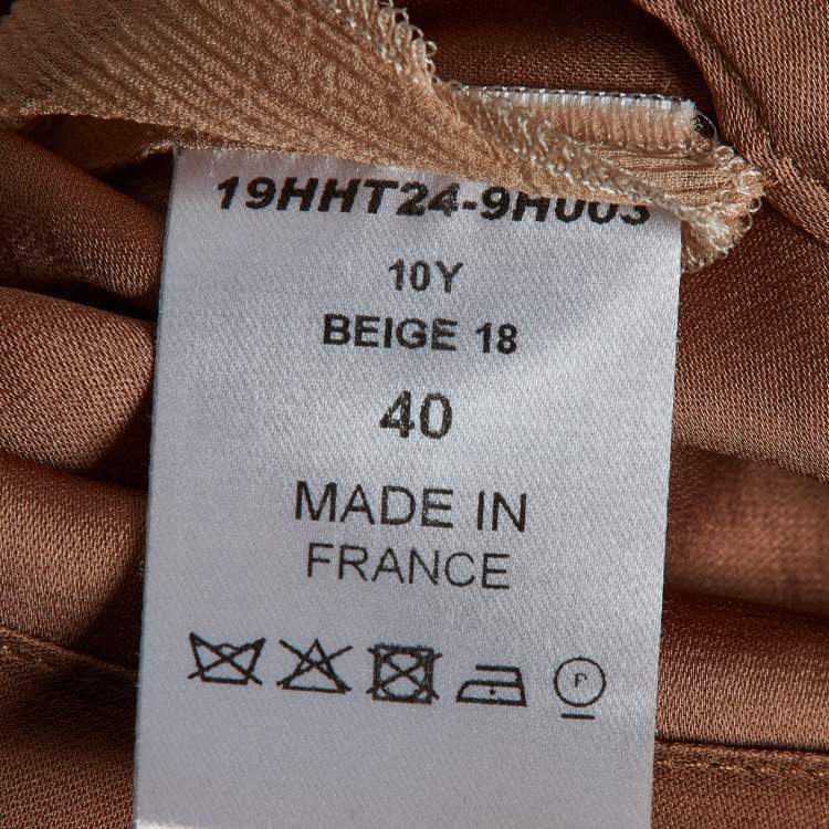Pre Owned Chloe Brown Silk Ruffle Suede Trim Top M
