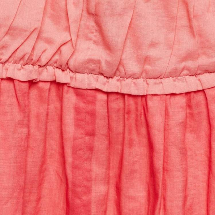 Pre Owned Chloe Pink/Cream Cotton & Silk Tiered Kaftan Tunic M