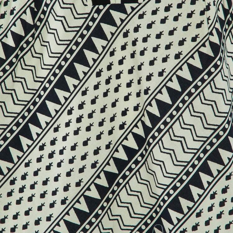 Pre Owned Chloe Black Printed Cotton Tie Detail Midi Dress L
