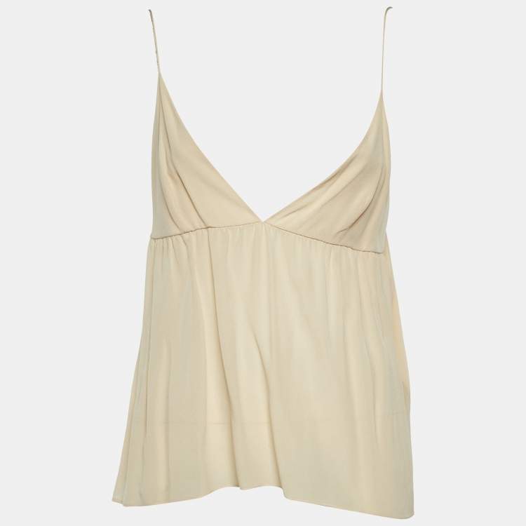 Pre Owned Chloe Cream Silk Chiffon Oversized Top L