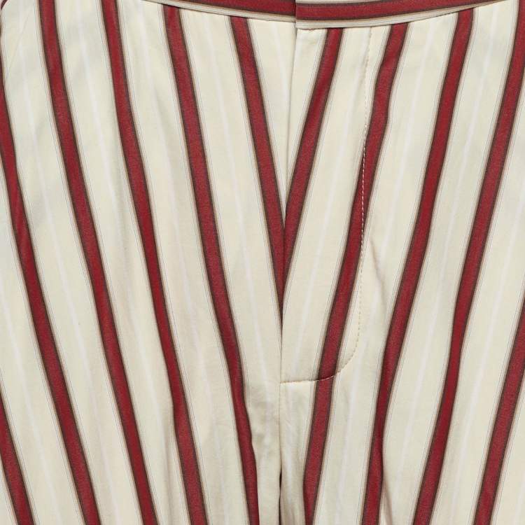 Pre Owned Chloe Cream & Red Striped Baggy Pants S