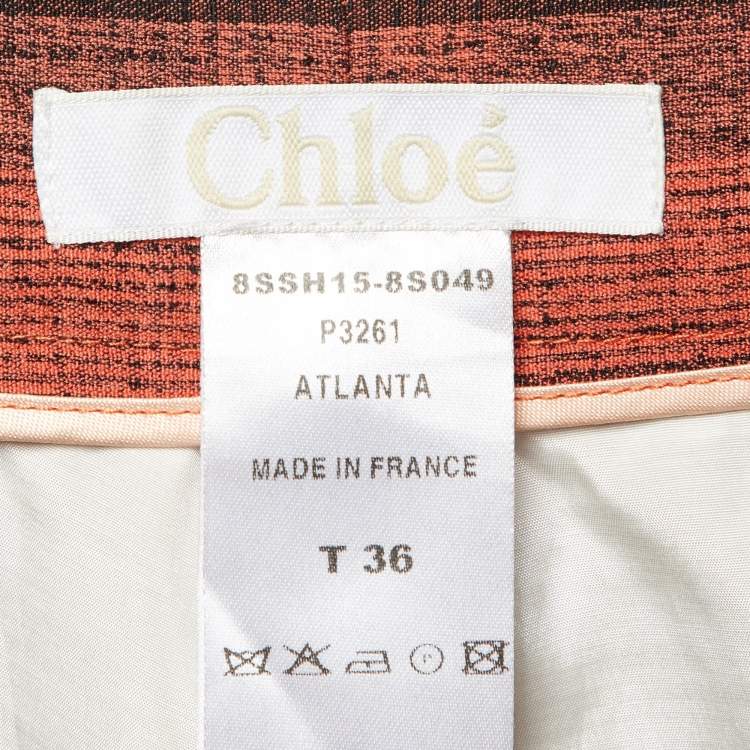 Pre Owned Chloe Orange Printed Cotton Tie Detail Shorts S