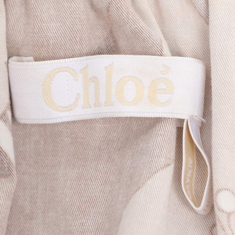 Pre Owned Chloe Multicolor/Brown Cotton Off The Shoulder Top S