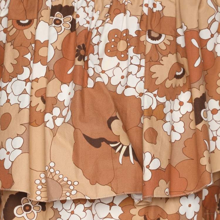 Pre Owned Chloe Multicolor/Brown Cotton Off The Shoulder Top S