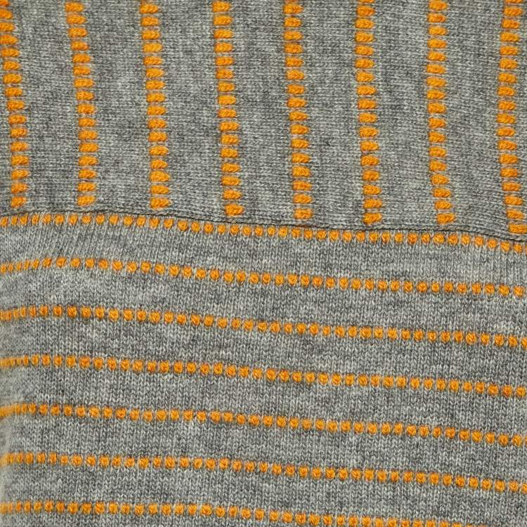 Pre Owned Chloe Grey & Yellow Wool Knit Sleeveless Sweater M