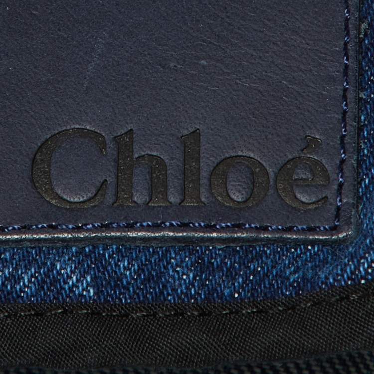 Pre Owned Chloe Blue Denim & Wool Cropped Zip Up Jacket S