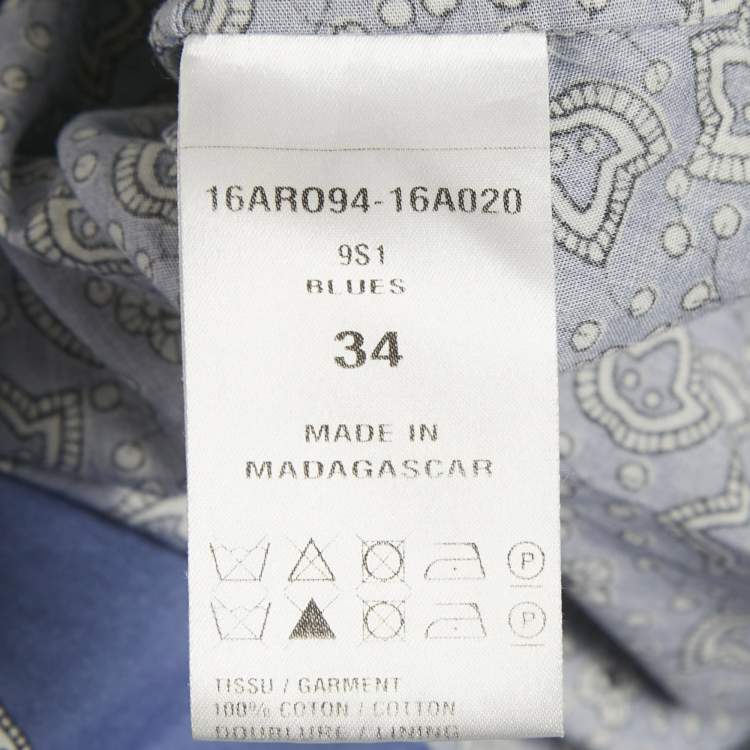 Pre Owned Chloe Blue Printed Cotton Strappy Mini Dress S