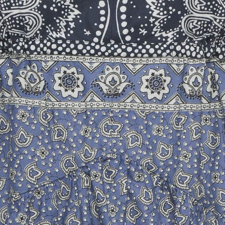 Pre Owned Chloe Blue Printed Cotton Strappy Mini Dress S