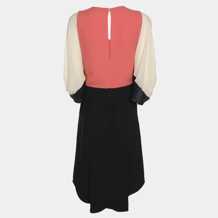 Pre Owned Chloe Colorblock Crepe Fabric Midi Dress M