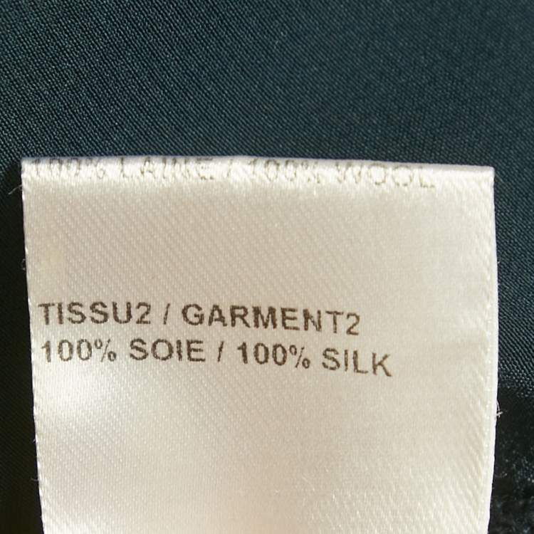 Pre Owned Chloe Black Navy Wool Knit and Silk Crew Neck Top XS