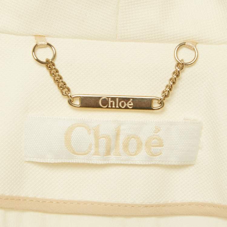 Pre Owned Chloe Off-White Crepe Open Front Cropped Blazer M