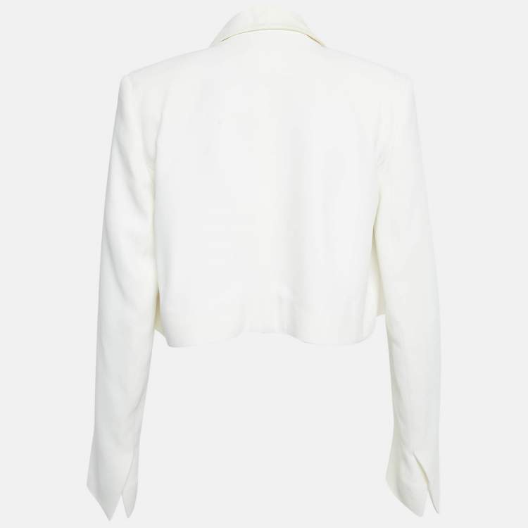 Pre Owned Chloe Off-White Crepe Open Front Cropped Blazer M