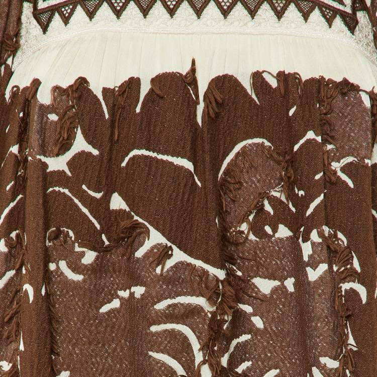 Pre Owned Chloé Havana Brown Fringed Jacquard Mini Tunic Dress S