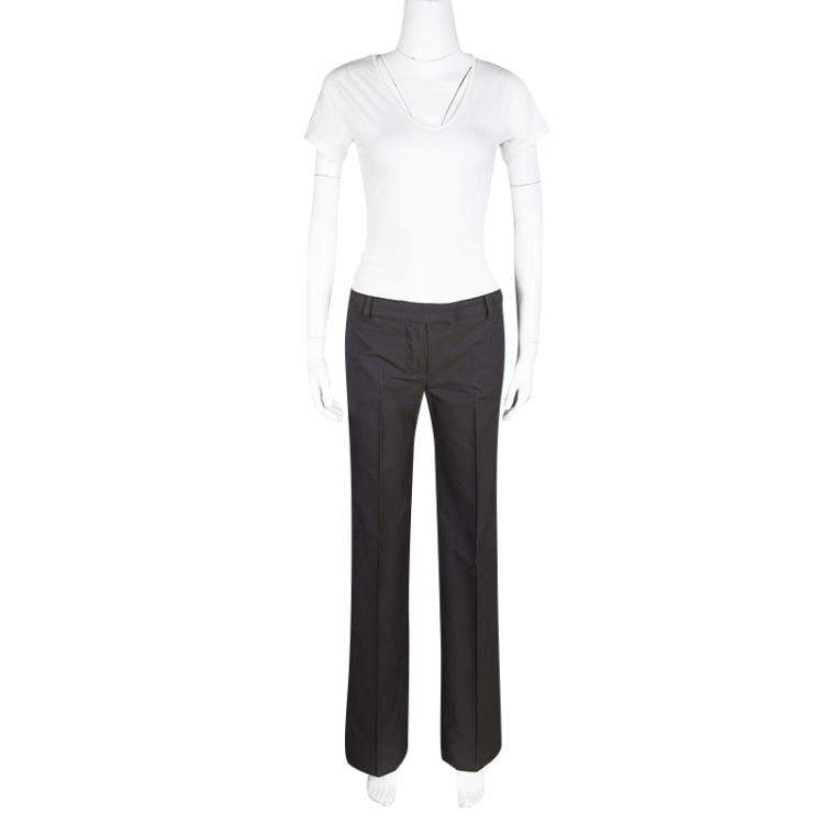 Pre Owned Chloe Brown and Navy Blue Striped Flared Pants S