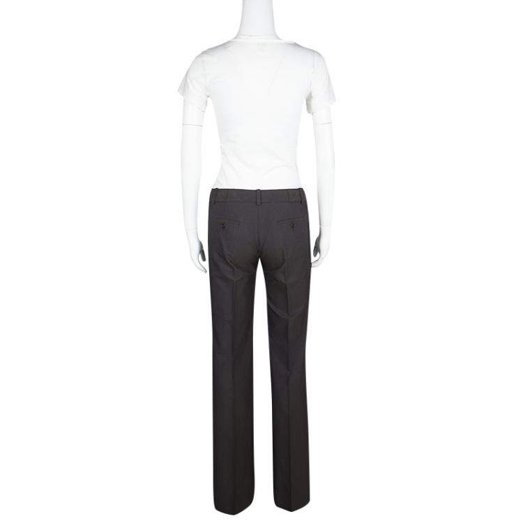 Pre Owned Chloe Brown and Navy Blue Striped Flared Pants S