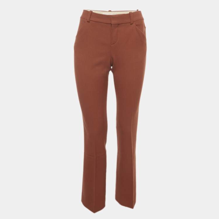 Pre Owned Chloe Burnt Orange Wool Straight Leg Trousers S