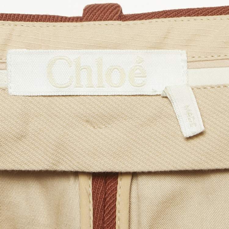 Pre Owned Chloe Burnt Orange Wool Straight Leg Trousers S