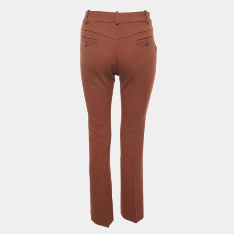 Pre Owned Chloe Burnt Orange Wool Straight Leg Trousers S