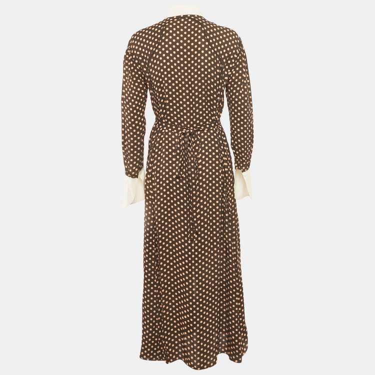 Pre Owned Chloé Brown Printed Crepe & Silk Maxi Dress L