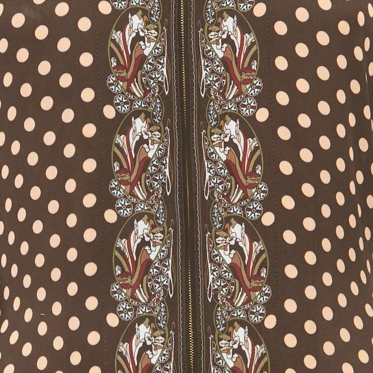 Pre Owned Chloé Brown Printed Crepe & Silk Maxi Dress L