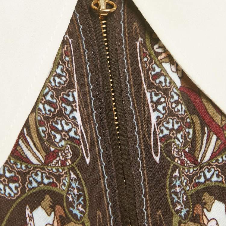 Pre Owned Chloé Brown Printed Crepe & Silk Maxi Dress L